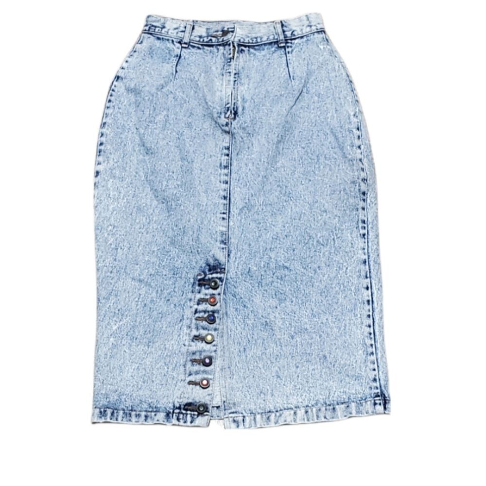 Women Vintage 1980s stone Wash Jeweled No Problem High Waisted Pencil Je…